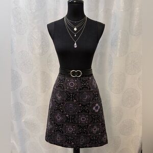 Velvet Floral Black Knee-length or Midi Skirt Goth Dark Academia Women’s M